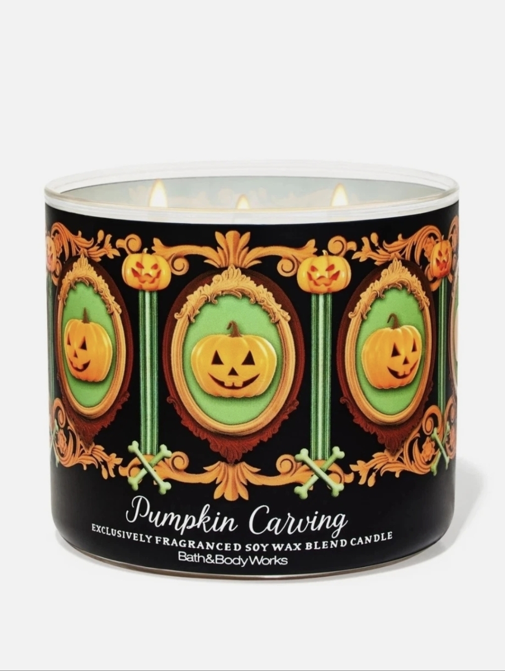 NWT Bath & Body Works Pumpkin Carving Scented 3 Wick Candle 14.5 oz